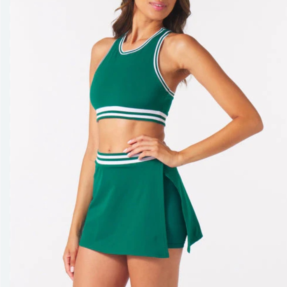 Glider Green Athletic Crop Top and Skirt Pickleball or Tennis Set
